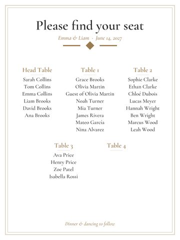 classic seating chart design